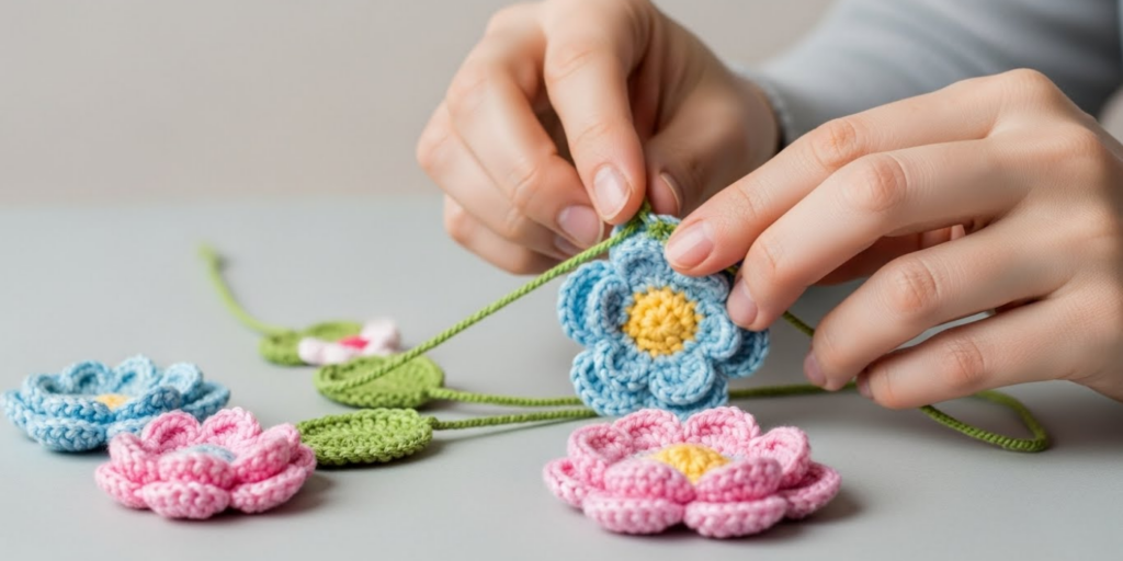 3D Crochet Flowers and Embellishments